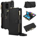 For Samsung Galaxy A51 4G Crossbody Ring Multifunctional Wallet Leather Phone Case(Black)
