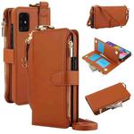 For Samsung Galaxy A71 4G Crossbody Ring Multifunctional Wallet Leather Phone Case(Brown)