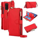 For Samsung Galaxy Note20 Crossbody Ring Multifunctional Wallet Leather Phone Case(Red)