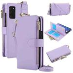 For Samsung Galaxy Note20 Crossbody Ring Multifunctional Wallet Leather Phone Case(Purple)