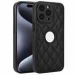 For iPhone 15 Pro Max Rhombic Leather Back Cover Phone Case(Black)