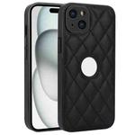 For iPhone 14 Plus Rhombic Leather Back Cover Phone Case(Black)