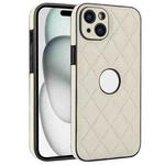 For iPhone 13 Rhombic Leather Back Cover Phone Case(White)