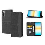 For Sony Xperia 10 VI Woven Texture Stitching Magnetic Leather Phone Case(Black)