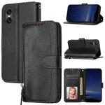 For Sony Xperia 10 VI Oil Skin Zipper Wallet Leather Phone Case(Black)