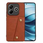 For Redmi Note 14 5G Double Buckle Card Slots Magnetic Phone Case(Brown)