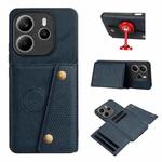 For Redmi Note 14 4G 163.25mm Double Buckle Card Slots Magnetic Phone Case(Blue)