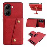 For Redmi Turbo 4 Double Buckle Card Slots Magnetic Phone Case(Red)