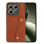 For Xiaomi 14T 5G Double Buckle Card Slots Magnetic Phone Case(Brown)