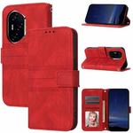 For Honor 300 Pro 5G / 300 Ultra 5G Embossed Stripes Skin Feel Leather Phone Case(Red)