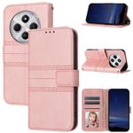 For Redmi 14C 4G Embossed Stripes Skin Feel Leather Phone Case(Pink)