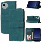 For Sharp Aquos Wish 4 Embossed Stripes Skin Feel Leather Phone Case(Dark Green)