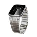 For Apple Watch Series 9 45mm Magnetic Stainless Steel Watch Band(Titanium Gold)