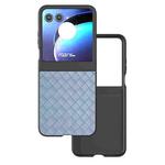 For Motorola Razr 50 Black Frame Woven Texture PU Phone Case(Light Blue)