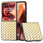 For Motorola Razr 60 Ultra Black Frame Woven Texture PU Phone Case(Gold)