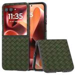 For Motorola Razr 60 Ultra Black Frame Woven Texture PU Phone Case(Green)