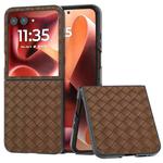For Motorola Razr 60 Ultra Black Frame Woven Texture PU Phone Case(Brown)