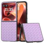 For Motorola Razr 60 Ultra Black Frame Woven Texture PU Phone Case(Purple)