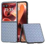 For Motorola Razr 60 Ultra Black Frame Woven Texture PU Phone Case(Light Blue)