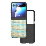 For Motorola Razr 50 Black Frame Color Lattice Texture PU Phone Case(Blue)