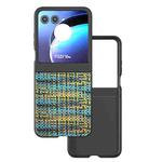 For Motorola Razr 50 Black Frame Color Lattice Texture PU Phone Case(Gold)