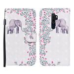 For OPPO A9 (2020) 3D Painted Pattern Horizontal Flip Leather Case with Holder & Wallet & Card slot & Lanyard(Flower Elephant)
