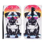 For OPPO A9 (2020) 3D Painted Pattern Horizontal Flip Leather Case with Holder & Wallet & Card slot & Lanyard(Glasses Dog)