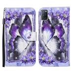 For OPPO A92 3D Painted Pattern Horizontal Flip Leather Case with Holder & Wallet & Card slot & Lanyard(Purple Butterfly)