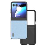 For Motorola Razr 50 ABEEL Genuine Leather Wave Black Edge Phone Case(Blue)