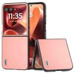 For Motorola Razr 60 Ultra ABEEL Genuine Leather Wave Black Edge Phone Case(Pink)