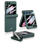 For Samsung Galaxy Z Flip6 GKK Integrated Magnetic Full Coverage Flip Phone Case with Pen Box+Pen(Night Green)