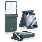 For Samsung Galaxy Z Flip7 5G GKK Integrated Magnetic Full Coverage Flip Phone Case with Pen Box+Pen(Night Green)
