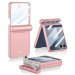 For Samsung Galaxy Z Flip7 5G GKK Integrated Magnetic Full Coverage Flip Phone Case with Pen Box+Pen(Pink)
