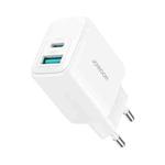 JOYROOM JR-TCF21 20W Dual Ports USB + Type-C Charger, Plug:EU Plug(White)