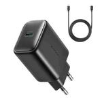 JOYROOM JR-TCF23 25W USB-C / Type-C Port Fast Charger Kit with Type-C to Type-C Cable, Plug:EU Plug(Black)