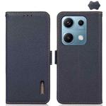 For Redmi Note 14S 4G KHAZNEH Side-Magnetic Litchi Genuine Leather RFID Phone Case(Blue)