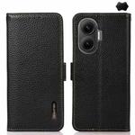 For Redmi Turbo 4 Pro KHAZNEH Side-Magnetic Litchi Genuine Leather RFID Phone Case(Black)