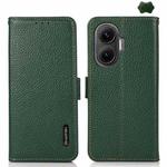For Redmi Turbo 4 Pro KHAZNEH Side-Magnetic Litchi Genuine Leather RFID Phone Case(Green)