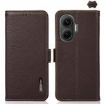 For Redmi Turbo 4 Pro KHAZNEH Side-Magnetic Litchi Genuine Leather RFID Phone Case(Brown)