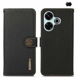 For Redmi 13 4G KHAZNEH Custer Texture RFID Genuine Leather Phone Case(Black)