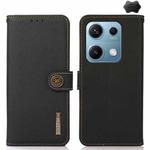 For Redmi Note 14S 4G KHAZNEH Custer Texture RFID Genuine Leather Phone Case(Black)