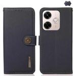 For Redmi 13x KHAZNEH Custer Texture RFID Genuine Leather Phone Case(Blue)