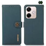 For Redmi 13x KHAZNEH Custer Texture RFID Genuine Leather Phone Case(Green)