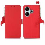 For Redmi 13 4G Side-Magnetic TJ Genuine Leather RFID Phone Case(Red)