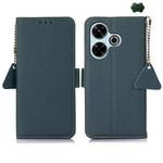 For Redmi 13 4G Side-Magnetic TJ Genuine Leather RFID Phone Case(Green)
