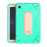 For Samsung Galaxy Tab A7 Lite Armor Holder Silicone Hybrid PC Tablet Case(Mint Green Gold)