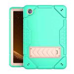 For Samsung Galaxy Tab A8 Armor Holder Silicone Hybrid PC Tablet Case(Mint Green Gold)