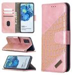 For Samsung Galaxy S20+ Matching Color Crocodile Texture Horizontal Flip PU Leather Case with Wallet & Holder & Card Slots(Rose Gold)