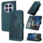 For Redmi Note 14 Pro 5G Datura Flower Embossed Flip Leather Phone Case(Dark Green)