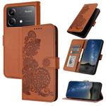 For Redmi Note 13R Pro / Xiaomi Poco X6 Neo Datura Flower Embossed Flip Leather Phone Case(Brown)